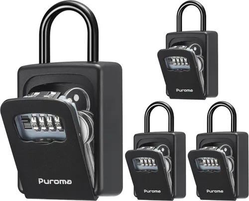 Miniatura 17 de Puroma Caja de Seguridad, Caja de Seguridad Grande con Llave, Código de Combinación Reiniciable, Caja de Seguridad Portátil para Montaje en Pared