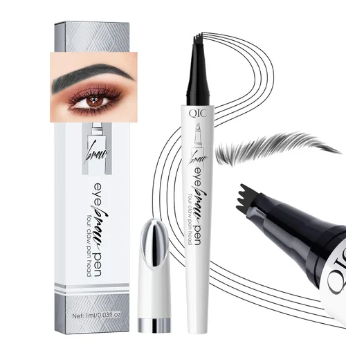 Miniatura 10 de Pluma de cejas de 4 puntas, trazos naturales para el cabello, cejas, forro, barba, línea capilar (1#café claro)