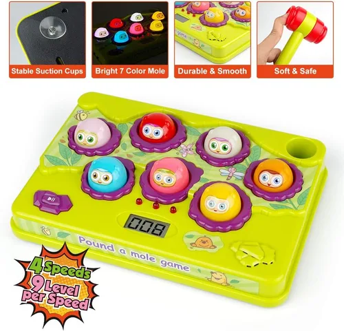 Miniatura 4 de BAODLON Juego interactivo de golpear a la rata, juguetes para niños pequeños, juguete musical con luz, juguete de desarrollo temprano, regalo