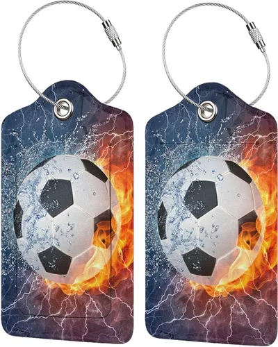 Etiquetas de equipaje de pelota de fútbol para maletas de viaje, 2 piezas geniales de equipaje deportivo para niños, adolescentes, niños, niñas,