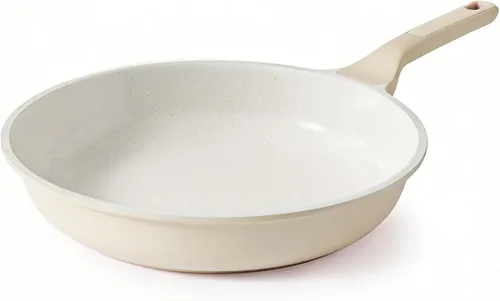 Miniatura 8 de SENSARTE Sartén antiadherente de cerámica de 8 pulgadas, sartén saludable no tóxica, sartén para tortilla compatible con inducción con mango Blanco