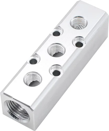 Miniatura 14 de Colector de aire, colector de compresor de aire de 2 vías y 4 puertos, divisor de bloque de colector en línea de manguera de aire, bloque