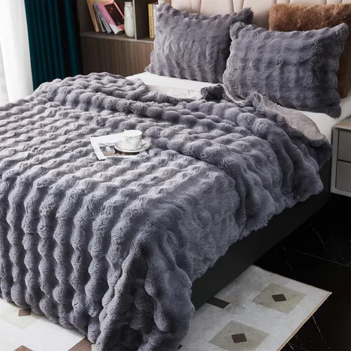 Miniatura 6 de GKXLH Manta suave y esponjosa, manta mullida para sofá, manta de felpa de piel sintética de conejo, mantas bonitas y acogedoras para mujeres, mantas