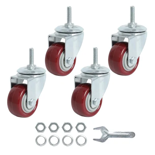 Finnhomy Ruedas giratorias de 2 pulgadas, ruedas roscadas resistentes de 1/4 pulgadas a 20 x 1 juego de 4 para ruedas de estante de alambre,