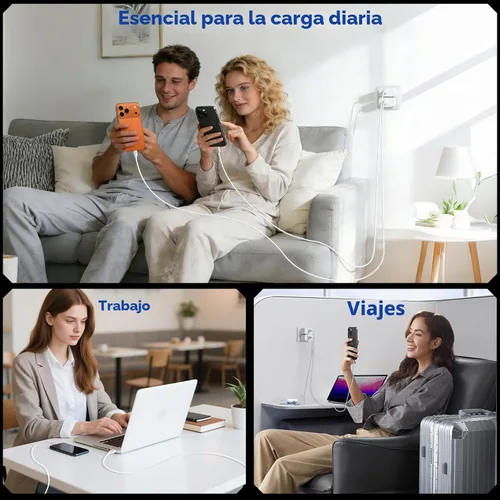 Miniatura 4 de Cargador de iPhone de carga rápida, paquete de 3 cargadores USB C de 20 W para iPhone 17 16 15 con cable USB C de 60 W, 6 pies para iPhone 17 Pro