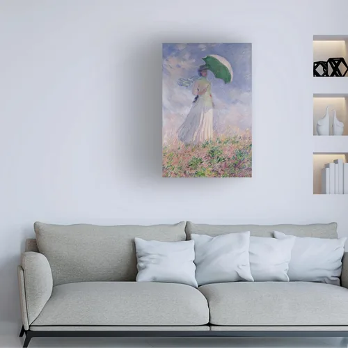 Miniatura 3 de Trademark Fine Art Claude Monet - Lienzo decorativo para pared, diseño de mujer con sombrilla, 22 x 32 pulgadas