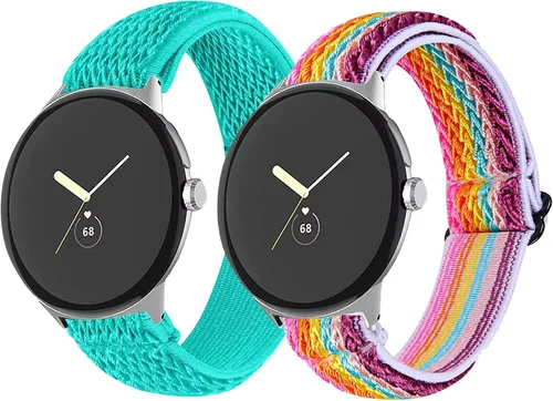 Miniatura 11 de FitTurn Compatible con Google Pixel Watch 3 de 1.614 pulgadas/Pixel Watch 2/Pixel Watch Correa elástica ajustable de tela de nailon de repuesto