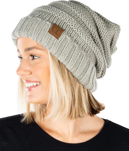 Miniatura 164 de Funky Junque Gorro de moda de punto trenzado de talla extragrande, grueso, abrigado, suave y holgado