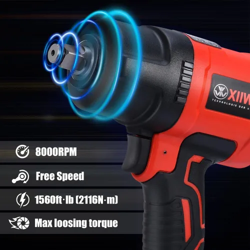 Miniatura 3 de Llave de impacto de aire de 1/2 pulgada, par máximo de 1560 ft-lbs, diseño ligero de 4.4 lb, pistola de impacto de aire incluye 11 piezas de juego