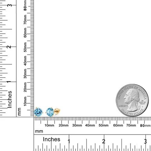 Miniatura 238 de Gem Stone King Aretes de Martini de oro amarillo de 14 quilates Aretes de tuerca de 3 puntas para mujeres y hombres Redondos de 0.236 pulgadas