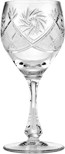 Miniatura 2 de Neman Juego de 2 copas de vino clásicas de cristal vintage hechas a mano en un tallo de 7.75 pulgadas de alto, cristalería antigua