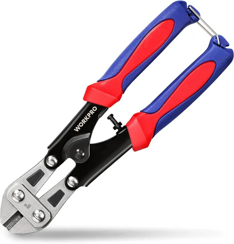 WORKPRO Mini Cortador de Pernos de 8 pulgadas, Cortador de Cable de Alambre Pequeño de Servicio Pesado con Resorte Cargado, Tijeras Cortadoras con