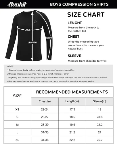 Miniatura 6 de Runhit Boys Compression Shirt Kids Long Sleeve Athletic Undershirt Youth Quick Dry Baselayer for Football Baseball