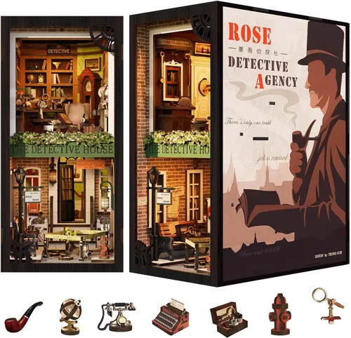 Miniatura 13 de Fsolis Kit de rincón de libros – Kit de casa en miniatura para adultos, estantería 3D rompecabezas de madera Booknook Music Librero Diorama regalos
