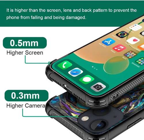 Miniatura 2 de ZHEGAILIAN Funda compatible con iPhone 13, fundas de cristal de color caballo de baile, parte trasera de vidrio templado+funda protectora