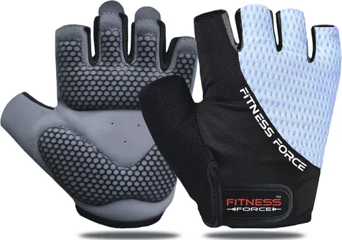 Miniatura 9 de FITNESS FORCE Guantes de entrenamiento transpirables para hombres y mujeres, guantes acolchados para levantamiento de pesas con protección completa