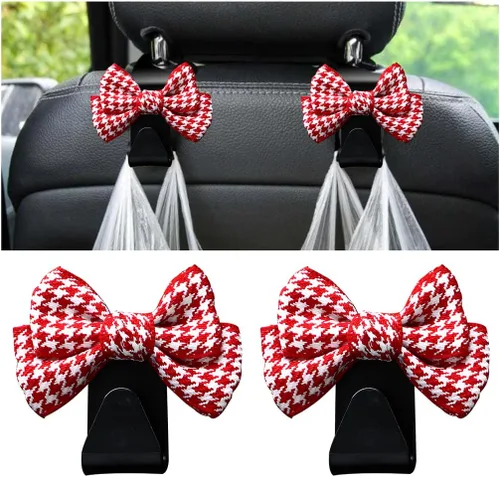Miniatura 13 de Mandark 2 piezas de ganchos para reposacabezas de asiento de automóvil, lindos ganchos de arco para bolsos y bolsas, accesorios de decoración