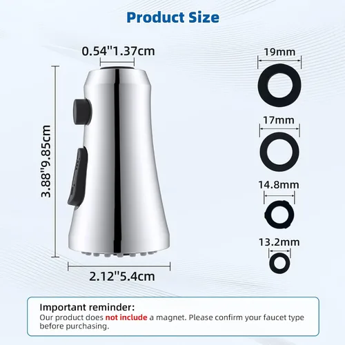 Miniatura 5 de Hibbent Cabezal rociador desplegable para grifo de cocina, boquilla rociadora de 3 funciones con 15 adaptadores, repuesto de cabezal de grifo