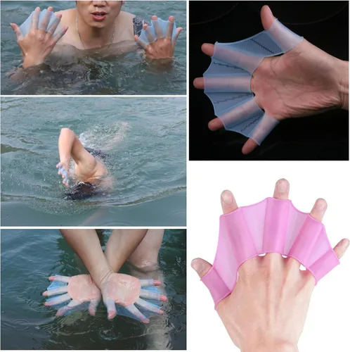 Miniatura 5 de 3 pares de palas de natación de mano, aletas de natación para entrenamiento de natación, paletas de mano de malla de silicona, guantes de natación