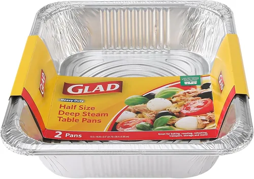 Miniatura 8 de Glad Sartenes de vapor desechables de aluminio de tamaño medio, sartenes de aluminio resistentes para vapor, hornear, asar, preparar comidas