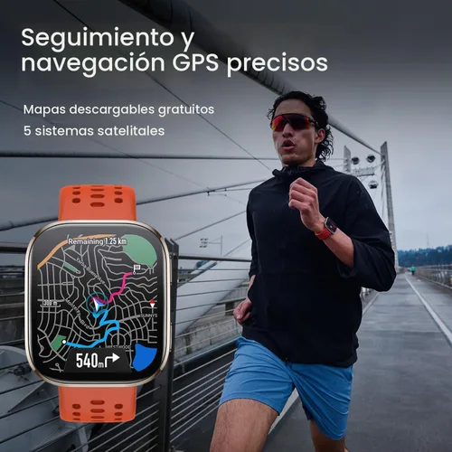 Miniatura 4 de Amazfit Bip 6 - Reloj inteligente de 46mm, batería de 14 días, pantalla AMOLED de 1.97 pulgadas, GPS y mapas gratuitos, AI, llamada y mensaje Negro