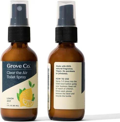 Miniatura 8 de Grove Co. Clear the Air - Aerosol para inodoro, ambientador de baño (2 onzas líquidas), eliminador de olores para olores fuertes, aroma 100% natural