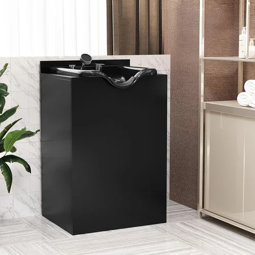 Miniatura 2 de OmySalon Cuenco de champú con gabinete, estación húmeda de salón con pulverizador, gabinete de champú, fregadero portátil para lavado de cabello