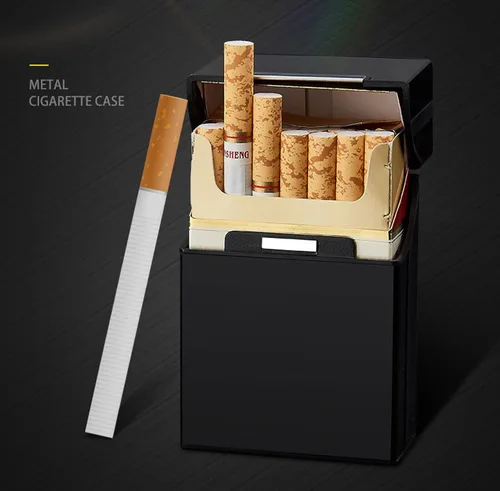 Miniatura 4 de Caja de cigarrillos Interruptor magnético de aluminio 20 Capacidad 3 Pack (gris+azul+negro, 3.346 in)