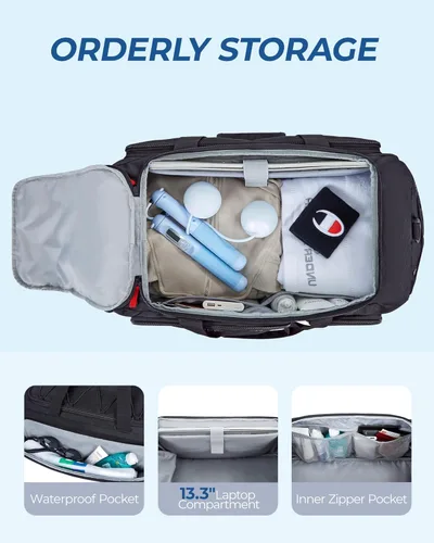 Miniatura 3 de BAGSMART Sports - Bolsa de viaje para gimnasio, bolsa de lona impermeable para hombres y mujeres, bolsa de entrenamiento de fin de semana, Negro