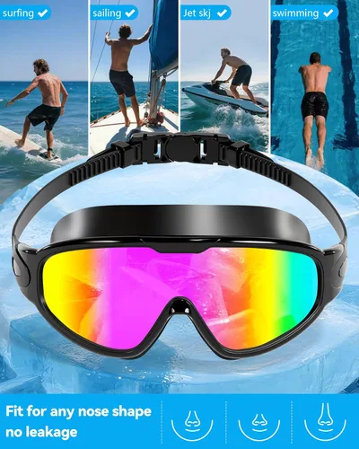 Miniatura 7 de Aegend - Nuevas gafas de natación de visión amplia para adultos, con protección antiniebla/UV, sin fugas, con tapones para los oídos para hombres