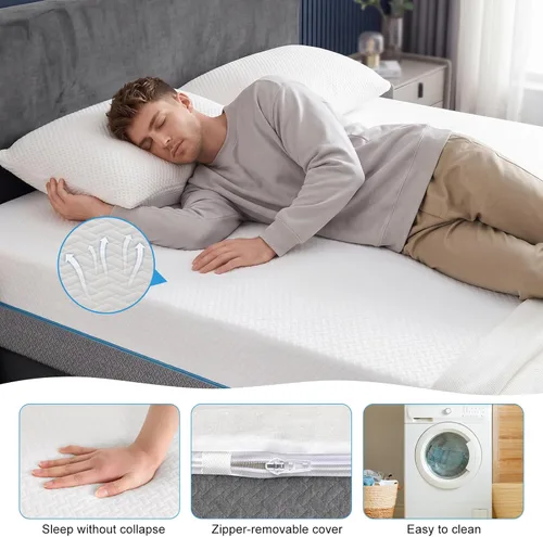 Miniatura 8 de WEUP Colchón extra firme tamaño Queen de 8 pulgadas, colchón de dos lados de firmeza media/extra firme para dolor de espalda, colchón de espuma