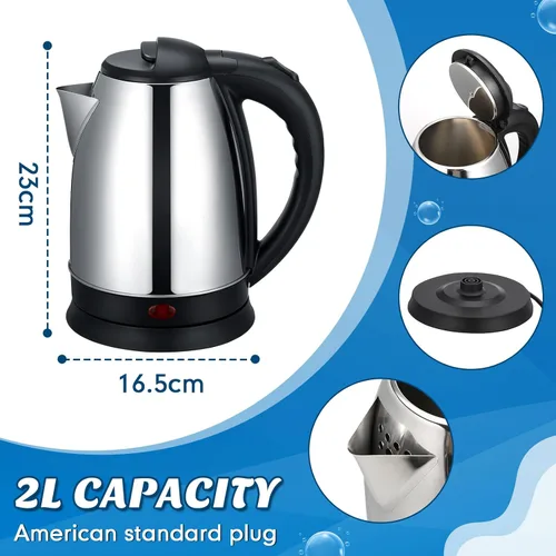 Miniatura 2 de Baquler Hervidor eléctrico de agua caliente de acero inoxidable con apagado automático y protección de hervor en seco, olla eléctrica de agua