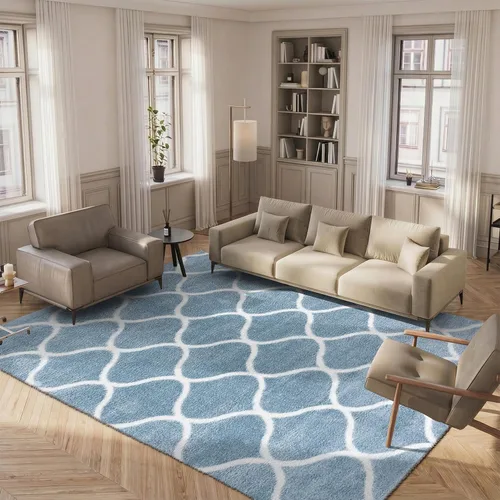 Miniatura 29 de SAFAVIEH Tahoe Shag Collection - Alfombra para pasillo, 2 x 9 pies, color beige y blanco, diseño de enrejado, no desprende pelusa y de fácil