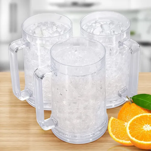 Miniatura 6 de Vasos para beber, tazas de cerveza de gel de doble pared, tazas de hielo para congelador, 16 onzas, taza de cerveza de plástico de enfriamiento