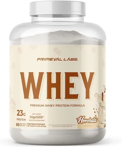 Miniatura 7 de Primeval Labs Pure Whey Protein Concentrate Crecimiento muscular y recuperación Fórmula fácil de mezclar Horchata 20 porciones