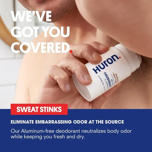 Miniatura 2 de Huron Desodorante para hombres y mujeres, protección contra olores de 48 horas, desodorante sin aluminio con aroma de sándalo + ámbar, hidratante