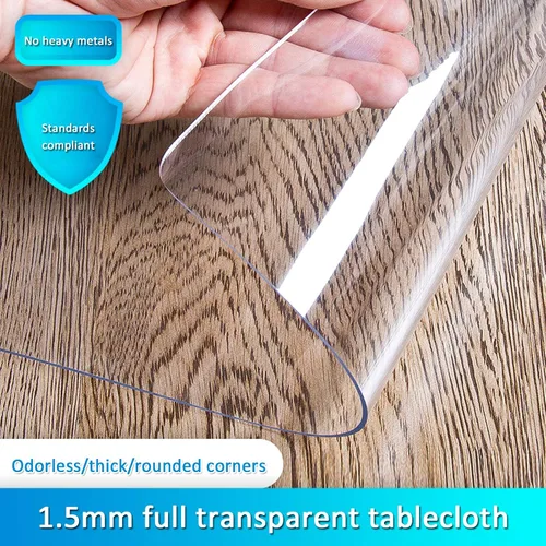 Miniatura 3 de Protector de mesa transparente de 0.059 in de grosor, de PVC suave, mantel impermeable transparente, mantel de mesa, mesa de café, mesa de noche