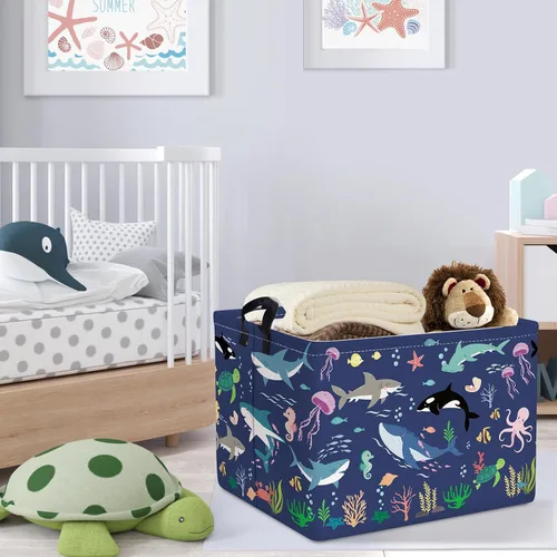 Miniatura 4 de Clastyle Cesta de bebé de tortuga marina con peces y estrellas de mar de coral océano, estrellas de mar, para libros, para libros, impermeable