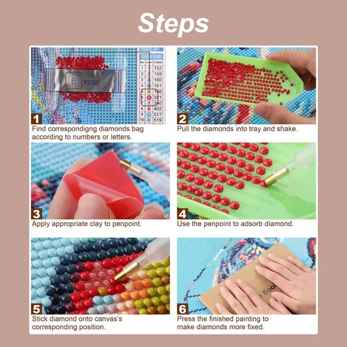 Miniatura 6 de Stalente Kits de pintura de diamantes para adultos, kits de arte de diamantes 5D para principiantes, pintura de diamante redonda para decoración