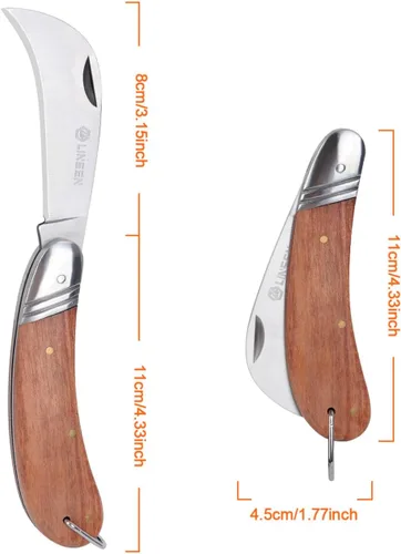 Miniatura 3 de Linsen - Cuchillo de poda e injerto para exteriores, herramienta de brotación de jardín de acero inoxidable, cuchillo de corte múltiple de bolsillo