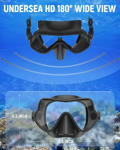 Miniatura 4 de W WSTOO Máscara de esnórquel antivaho antifugas, máscara de buceo panorámica, máscara de natación inastillable de vidrio templado, gafas de natación