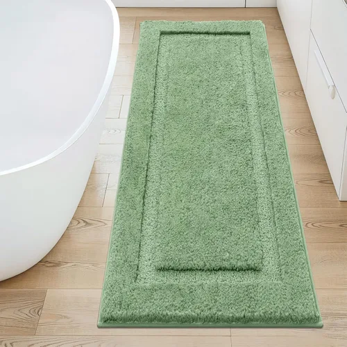 Miniatura 52 de SHACOS Alfombras de baño súper suaves y esponjosas de 24"x36" antideslizantes, lavables, alfombras de baño absorbentes, alfombras para suelo de Gris