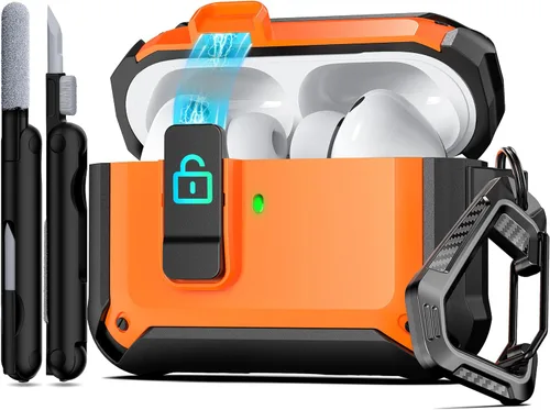 Miniatura 25 de RFUNGUANGO Funda protectora para AirPods Pro de 2ª generación con kit de limpieza, funda rígida militar con cerradura para funda de carga de AirPod