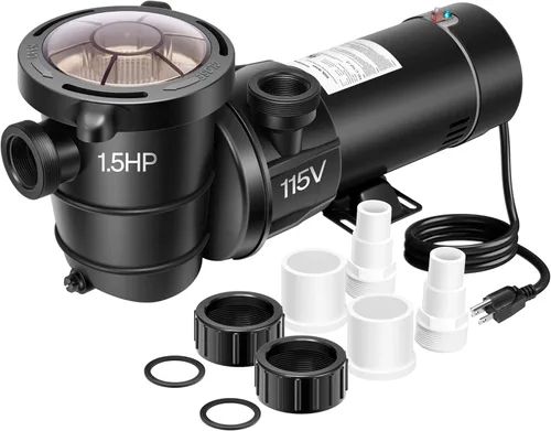 Miniatura 9 de VIVOHOME Bomba de piscina sobre el suelo de ahorro de energía de 1.0 HP 5280 GPH, 115 V con cesta de colador, certificado ETL y DOE