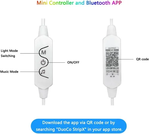 Miniatura 4 de WS2812b - Tira de luces LED direccionables individualmente de 9.8 pies, 30 píxeles/m, luces LED inteligentes, aplicación Bluetooth, control remoto