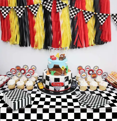 Miniatura 5 de SietDESEO 50 servilletas de 3 capas con bandera a cuadros, servilletas de papel desechables para cena, cumpleaños, carreras, fiestas temáticas