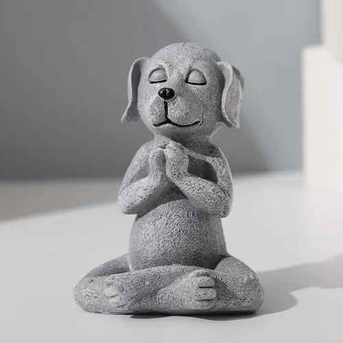 Miniatura 7 de Estatua de bulldog de Buda meditante, figura de yoga de resina de 5.7 pulgadas, bonita decoración de mesa divertida de animales zen, para el hogar