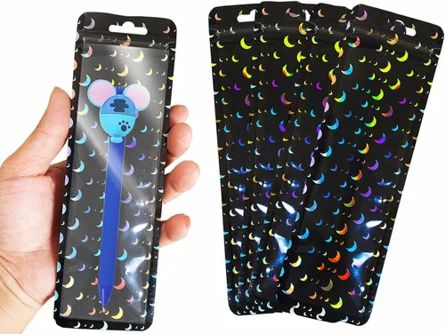Miniatura 17 de 100 bolsas de embalaje holográficas resellables para pequeñas empresas, embalaje transparente con cierre de cremallera para recuerdos de fiesta