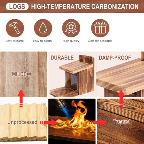 Miniatura 2 de MIXXIDEA Caja de Comedero de Madera para Ardillas, Robusto Comedero para Alimentar Ardillas con Grosor de 1.5CM de Madera, Sin Necesidad de Montaje