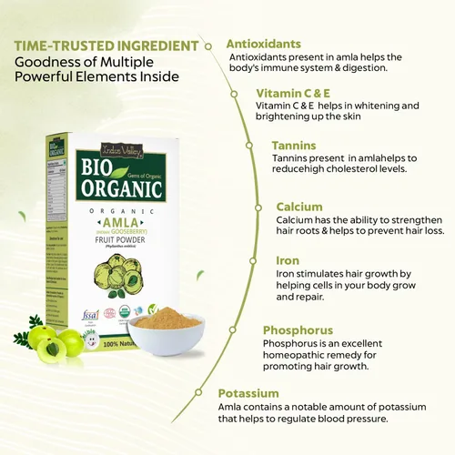 Miniatura 4 de INDUS VALLEY Bio Organic - Polvo de fruta de grosella india Amla 100% natural para el crecimiento del cabello, piel, grosella espinosa india Sin